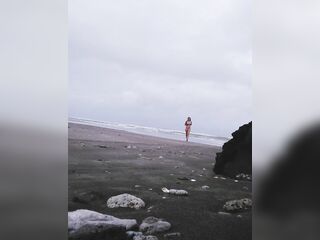 Masturbation on the beach talking Spanish