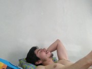 Muscle pecs, masturbate and cum in cristal cup