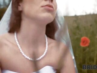 BRIDE4K. Her fiancé was so boring so this babe decided to run away and suck a stranger’s wang in the field