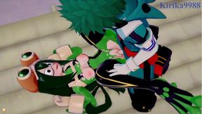 Tsuyu Asui and Izuku Midoriya have intense sex in a gym warehouse. - My Hero Academia Hentai