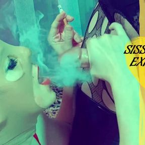 SMOKING DEEPTHROAT lesson for SISSY latex slave