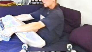 Good looking skater pulls out his cock and jerks it off