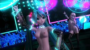Nude dance by Vocaloid chick Miku with big tits