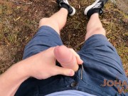 Playing with my BWC right beside a jogging track - Risky public nudity
