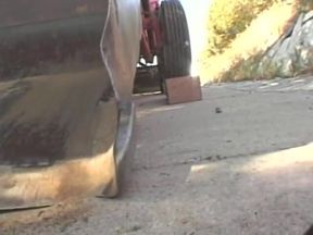 Skinny curly blonde has anal sex in the park