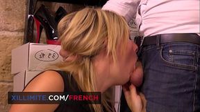 Foot masturbation with beautiful French blond Emma Klein