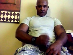Black Military Man Jerks Off and Cums Solo