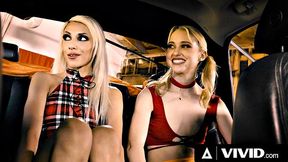 VIVID - Chloe Cherry Seduces Hime Marie For Steamy Lesbian Face F***ing In Backseat