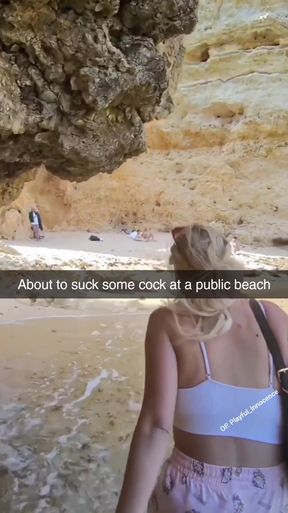 Exhibitionist amateur caught giving a facial in public