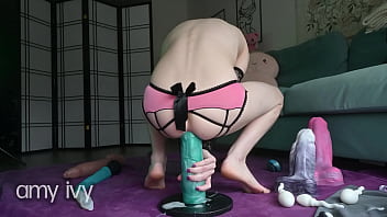 riding my massive dildo, XXXCALIBUR from Hankey&#039_s Toys!