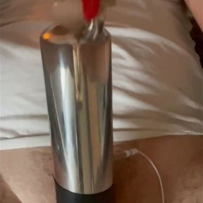 Estim modified cattle milker causes massive orgasm and loads of cum