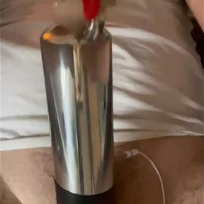 Estim modified cattle milker causes massive orgasm and loads of cum