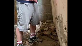 caught pissing handsfree in an abandoned building