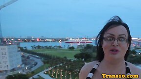 Big Tits Transsexual`s Tight Chubby Booty Toying and Hard Pecker Stroking