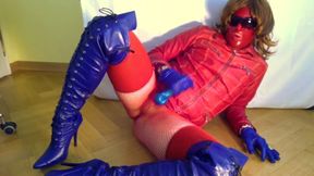 GLOVER - red&amp;blue leather jerking