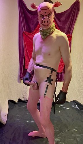 Naked Man with Stockings And Leather Hold Ups