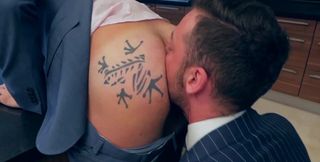 Dudes in suits end up eating and fucking ass hard
