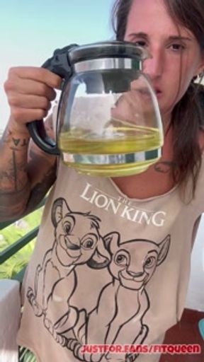 Pissing And DRINKING My HOT Piss💦 On The Terrace