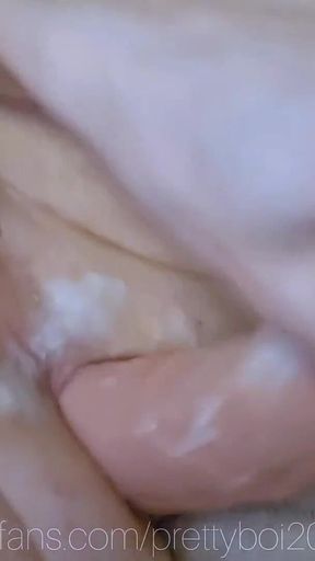 Trans Femboy Gapes Their Ass with Huge Dildo