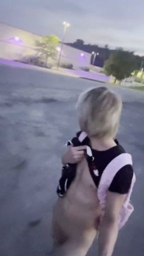 Femboy exhibitionist in public