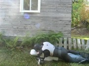 armoured frogman surprises outdoors