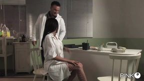 Naughty nurse gets stuffed in doc's office