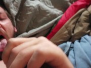 Self blinding facial cum eat