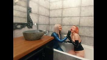 latex lesbian fun latex and milk (Arya Grander)