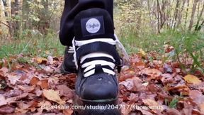 Walk in the forest with buffalo boots