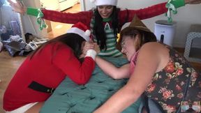 Thanksgiving Puritan vs Christmas Elfs Arm Wrestling Showdown