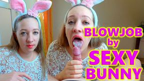 Sexy amateur bunny gives blowjob and sucks the Soul out of Older Man! Amazing Deepthroat &amp; Throatpie! POV Cum in Mouth
