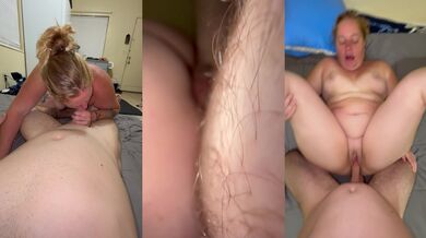 Pretty redhead milf feeds her cuckold husband panties soaked in her thick creampie