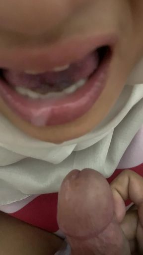 in the mouth of a beautiful hijab girl
