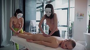 Four hands masked yoni massage