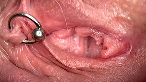 Extremely Close Up Macro my Pierced Clit and Pussy until get Very Wet and PEE go to inside my Pussy (wmv)