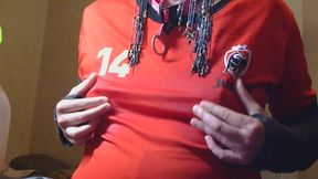 sissy sarah wet football t-shirt