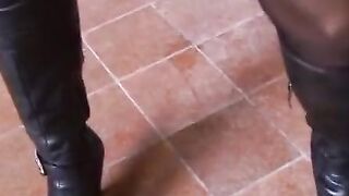 Nasty skank into rubber liking having wild fucking
