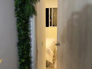 My hot bad stepmother leaves me to cum on her boobs after that babe caught me spying her - Salome Gil