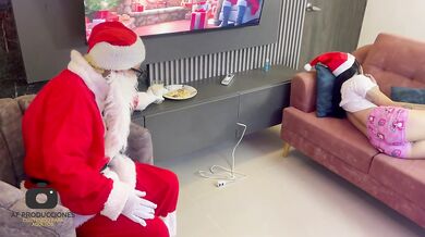 Santa Noel gives his huge cock and his rich milk to Latin girl as a Christmas gift.
