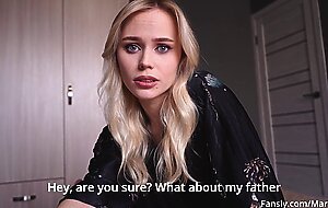 Dad doesn't like how my stepmom sucks, so she sucks my dick and swallows cum