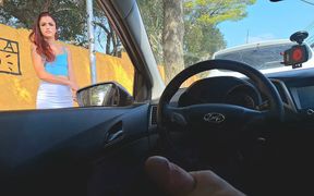 Risky Masturbation for Hot Redhead Who Was at the Bus Stop