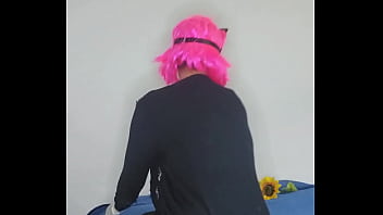 Uncover my pleasure with my kitty mask and natural tits