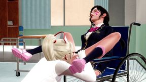 Mercy licks DVA's pussy after college hospital treatment