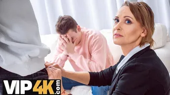 Stepmom sucks young stud's cock to settle his debt with her