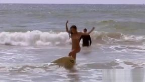 Sexy badass babes enjoyed surfing naked