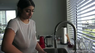 Violet Myers Sexy Dishwashing Voyeur Time