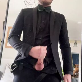 Suited Tux Mirror Wank &amp; Cum