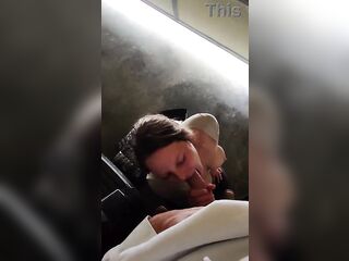 Charming Sweetheart Flawless Breasts Sucks Cock in the Garage