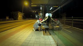 Really Risky Sex at a Bus Stop with a Young Stepsis That Ends with an Orgasm and a Cumshot
