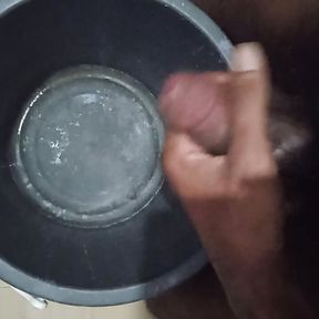 Jim masturbates and will cum without hands in a bucket